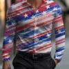 Men's shirt regular lapel shirt men's 3d printing triangle geometric printing casual street long sleeve fashion printed shirt