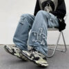 S211a369adab84582a54adf5793fb1aedN.jpg 2025 New Fashion Stars Towel Embroidery Brown Men Jeans Pants Y2K Clothes Straight Hip Hop Cotton Trousers Pantalon Homme