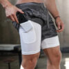 S2170073304fb4b58876b40c819061b92p.jpg Running Shorts Men Sportswear 2 In 1 Compression Jogging Short Pants Double-deck Bottoms Gym Fitness Training Sport Shorts