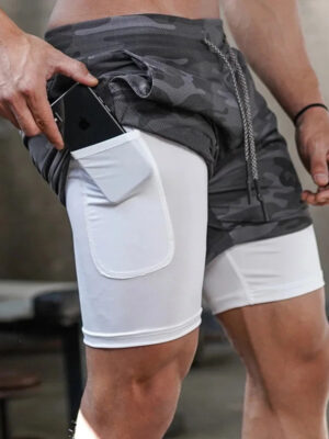 S2170073304fb4b58876b40c819061b92p.jpg Running Shorts Men Sportswear 2 In 1 Compression Jogging Short Pants Double-deck Bottoms Gym Fitness Training Sport Shorts