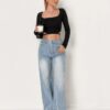 S21707d4481a54f6eb7a6779cb077168eH.jpg European and N Trend Washed Blue Wide Leg Jeans Women Jeans Women Comfortable Fashion All-matching Trend Jeans