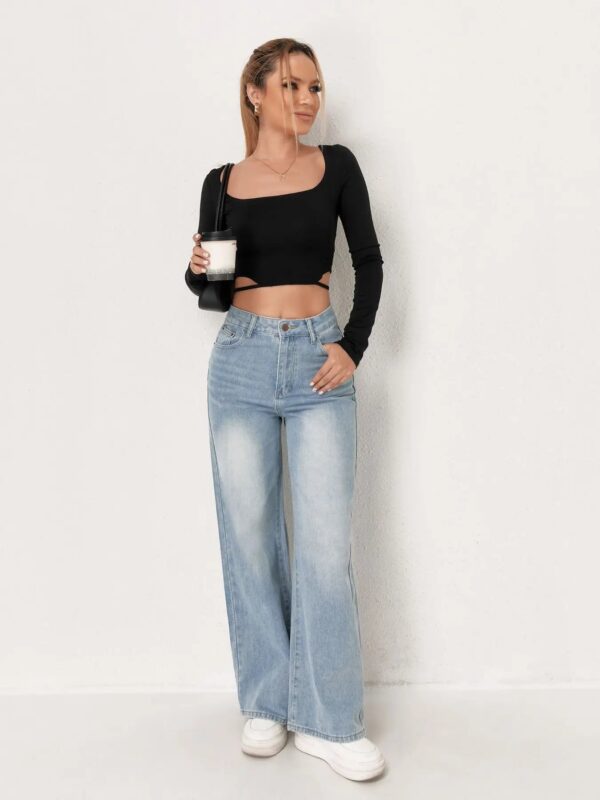S21707d4481a54f6eb7a6779cb077168eH.jpg European and N Trend Washed Blue Wide Leg Jeans Women Jeans Women Comfortable Fashion All-matching Trend Jeans