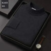 S22212329e9a243268d8f2515c67f08296.jpg Luxury Brand Men's Mock Collar 100% Pure Woolen Sweater Tops Autumn Winter Cashmere Sweater Pullover Male Warm Knitwear Sweater