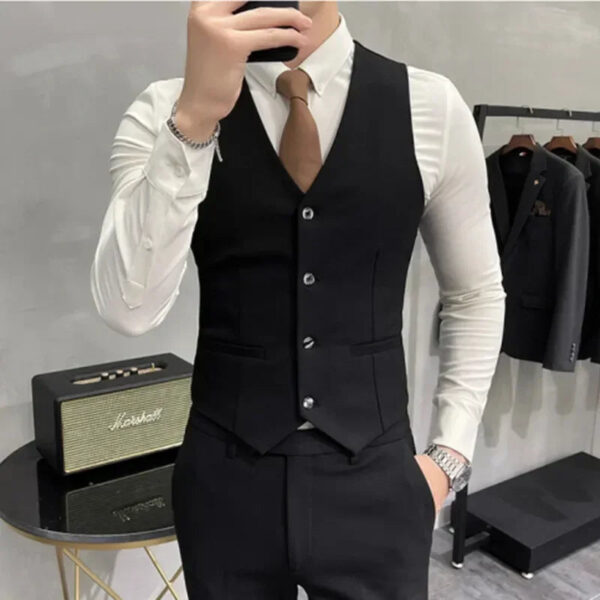 S223d524caf4a444f8d7e90b1133d979bo.jpg ( Jacket + Vest + Pants ) High-end Brand Boutique Fashion Solid Color Mens Casual Business Suit 3Piece Set Groom Wedding Dress