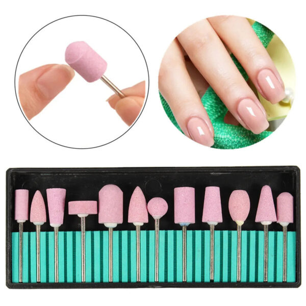 S2259d2a58f2a4f55bece3c84de928c6a4.jpg 12Pcs Abrasive Polishing Mounted Stone For Rotary Tools Grinding Stone Wheel Head Tools 2.35mm Shank Mini Nail Drill Bit Set