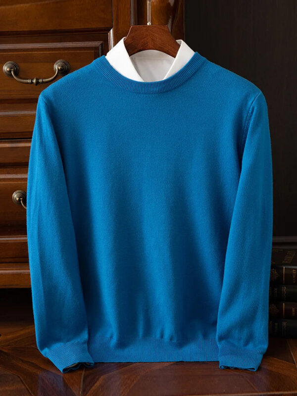 S231afe86a675432080e9e5e8ffe09855G.jpg Choice Men's Wool Sweater Autumn Winter New Round Neck Pullover Loose Solid Color Bottoming Shirt Long Sleeve Smart Casual Tops