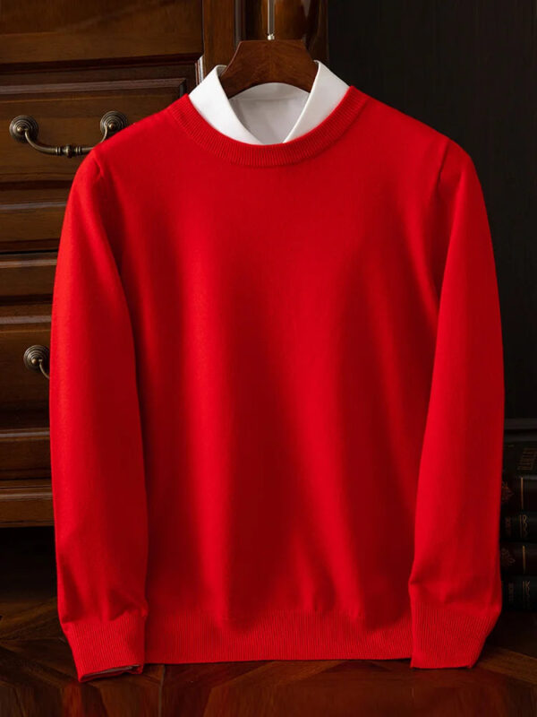 S234b01c1f3444133ab2dbe424e29e005I.jpg Choice Men's Wool Sweater Autumn Winter New Round Neck Pullover Loose Solid Color Bottoming Shirt Long Sleeve Smart Casual Tops