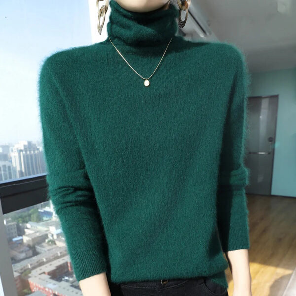 S23f2847510b7452cb2747a2f59f2a401F.jpg Autumn And Winter New 100% Pure Mink Cashmere Sweater Women's Pile Collar Pullover Slim Sweater Knitted Bottoming Shirt
