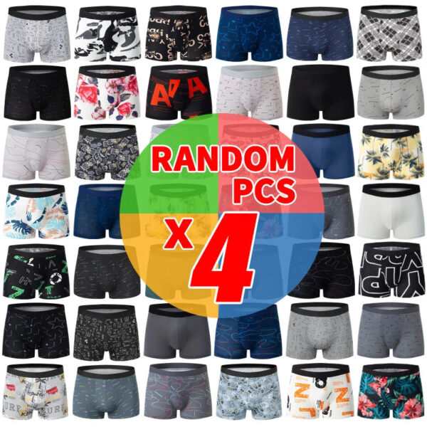 S2445f69aa2014bcab2f5f173a6e63cfcV.jpg 4/5Pcs European and American Size MEN'S Printed Fashion Boyshort Comfortable MEN'S Waist plus Size Underwear Sexy Swimming Trunk