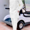 Men's chic casual white geometric print two-piece suit