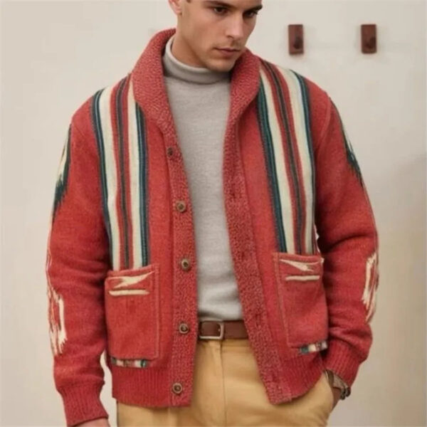 2026 Men's Autumn Winter Sweater Vintage Jacquard Long Sleeve Lapel Knitwear Men Clothes Casual Cardigan Outside Warm Jacket