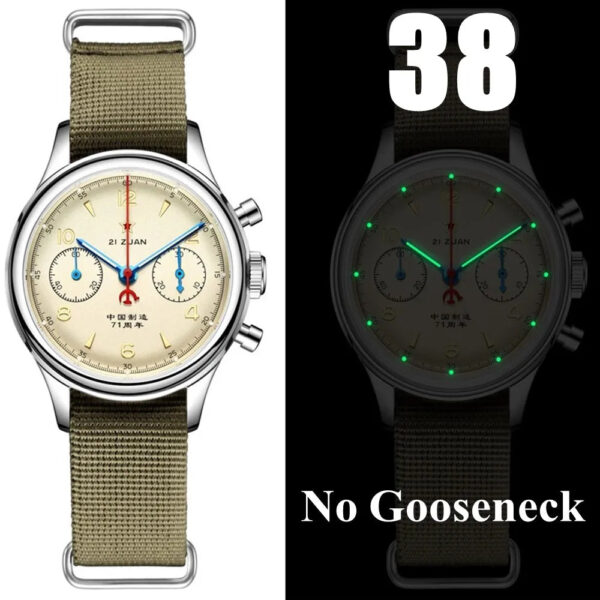 S2542677d739f472ebc79ebd2842bed51Y.jpg RED STAR 38mm Men's 1963 Chronograph Mechanical Watch Pilot with Seagull Movement ST1901 Air Force Aviation Sapphire Goose 40mm