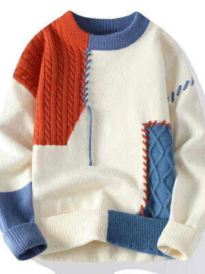 S2595656cf6ce4bdb805a6371f29748c7e.jpg Casual Thickened Knitted Sweater Men's Overhead round Neck Pullover Autumn Winter Design Sense Handsome Knitted Woolen ...