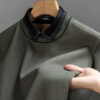 S25a20a3bb0664771b8295c181bf36b64Y.jpg 2023 Spring and Autumn Oversized Versatile Korean Edition Trend Solid Color Long Sleeve Polo Collar Fake Two Piece Knitted Shirt