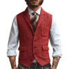 Men Vest Brown Herringbone Business Waistcoat Jacket Casual Slim For Wedding Groom Banquet Gilet Vest