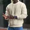 S26e721015e214e7bb8e407fd8f4bbe83l.jpg New 2026 Men's Waffle Knitted Sweaters Solid Loose Casual O-neck Pullover Tops Spring Autumn Long Sleeve Sweatshirt Male Sweater