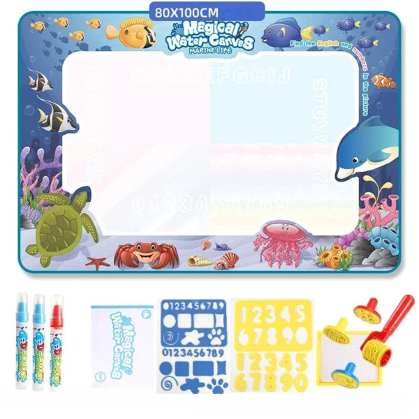 S26ec8f82e6134e45865615a3fbb072e32.jpg 100x80CM Magic Water Drawing Mat Coloring Doodle With Reusable Magic Pen Montessori Painting Board Montessori Educational Toys