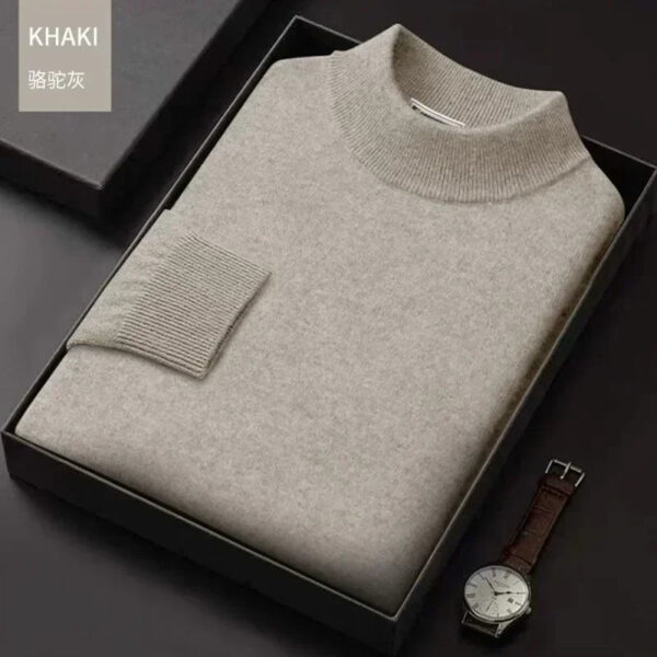 S2710a76352da4beb9de2c15a6f829a43j.jpg Luxury Brand Men's Mock Collar 100% Pure Woolen Sweater Tops Autumn Winter Cashmere Sweater Pullover Male Warm Knitwear Sweater