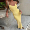 Tornova Sexy Slim Spaghetti Strap Dress For Women V neck Backless Plunge Maxi Dress Ins Hot Female Evening Party Dress Elegant