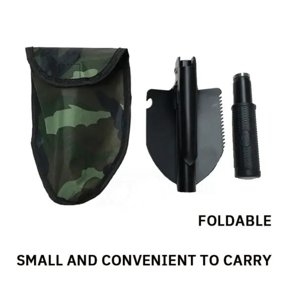 1PC Engineer Shovel Military Shovel with Compass Outdoor Multifunctional Folding Military Shovels Vehicle Camping Fishing Spades