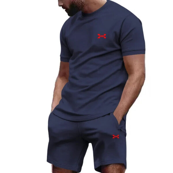 S27d7e6faf09d44658dcc879a41fa94eak.jpg New summer men's casual shortsleeved shorts 2-piece city street fashion T-shirt shorts suit men's cool run hot sale