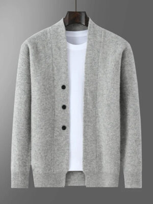 S27dd5fb33f69422585d685fafac5468bB.jpg 2025 Autumn Winter New Thick Cardigan 100% Pure Wool Men's Versatile Jacket V-Neck Loose Casual Highend Knitted Cashmere Sweater