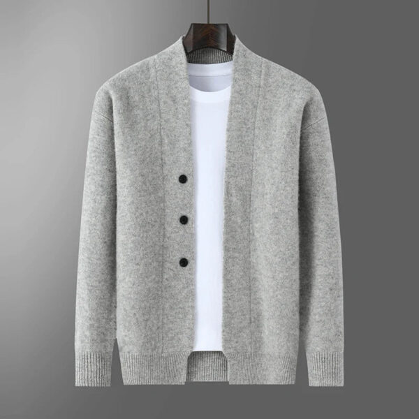 S27dd5fb33f69422585d685fafac5468bB.jpg 2025 Autumn Winter New Thick Cardigan 100% Pure Wool Men's Versatile Jacket V-Neck Loose Casual Highend Knitted Cashmere Sweater