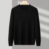 S28630b49107d4686b1ffa0caad7352a0c.jpg New Sweatwear Men's V Neck Basic Solid Color Sweaters Round Neck Elastic Pullovers Warm Autumn Knitted Oversized Sweater Men