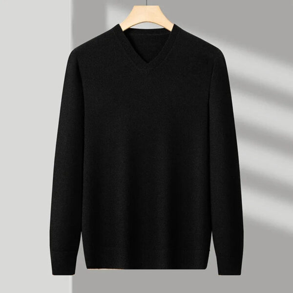 S28630b49107d4686b1ffa0caad7352a0c.jpg New Sweatwear Men's V Neck Basic Solid Color Sweaters Round Neck Elastic Pullovers Warm Autumn Knitted Oversized Sweater Men