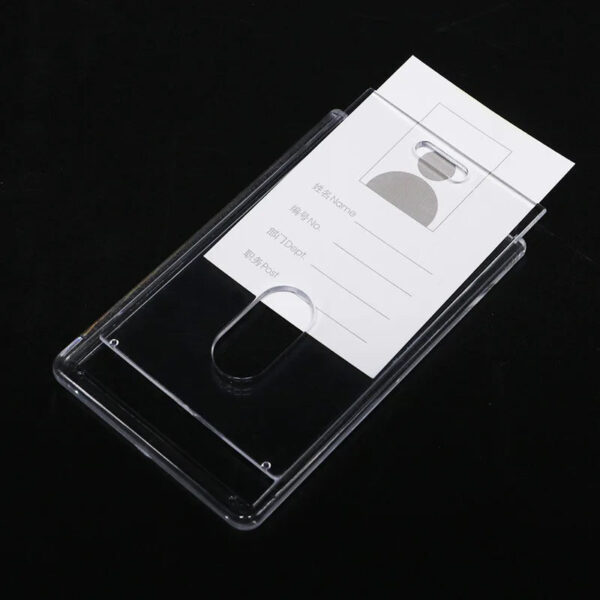 Acrylic Working Permit Case Finger Pull Push Style ID Tag Name Badge Holder Employee's Pass Work Card Holder Case