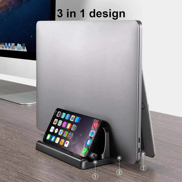 S287c5a3b6bce45999345ed84ac4fdd7fH.jpg 4 in 1 Office Laptop Stand Vertical Save Desktop Space Easy To Place Computer Accessories Scalable Width Office Desk Storage