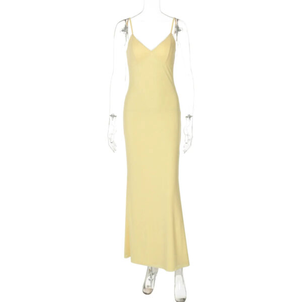 Tornova Sexy Slim Spaghetti Strap Dress For Women V neck Backless Plunge Maxi Dress Ins Hot Female Evening Party Dress Elegant