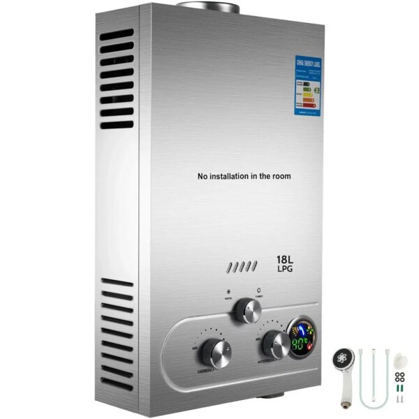VEVOR 6-18L LPG Gas Hot Water Heater  Propane Tankless Instant Boiler With Shower Kit LPG Water Heater Home Appliance LPG Boiler
