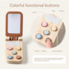 Montessori Baby Toys Cartoon Flip Cell Phone With Mirror Children Fingers Press And The Senses Touch The Toy Mobile Key Learning