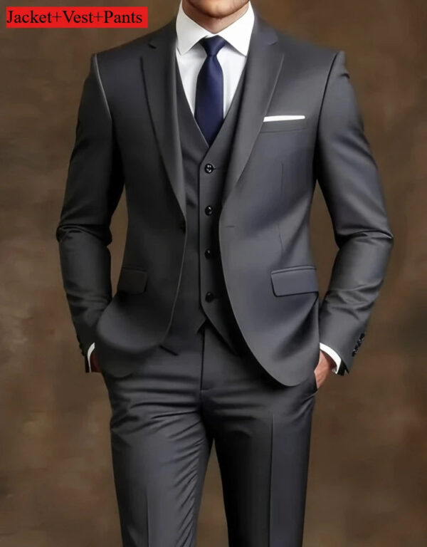 S2a821e8e68f64c6f8357e4c728cc1585i.jpg Elegant Men's Suit Sets- Slim Fit Tuxedo Set for Weddings & Formal Occasions, Black Suit