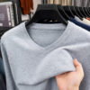 S2ad36dd907004084afcc4f443e9f30abO.jpg 2025 Men's V-Neck Basic Solid Color Sweatshirt Warm Autumn Knitted Oversize Pullover Elastic round Neck Sweater for Casual Wear