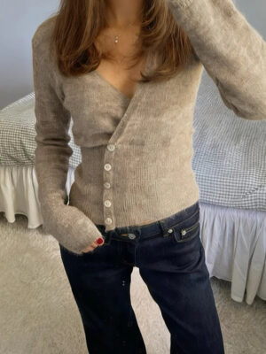 S2af8822b768a4e8183da27454072574b8.jpg 2025 Autumn Winter Long-Sleeve Fashion Women's Cardigan Sweater Knitted Coat Short Casual Single Breasted Korean Slim Female Top