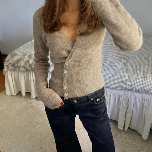 S2af8822b768a4e8183da27454072574b8.jpg 2025 Autumn Winter Long-Sleeve Fashion Women's Cardigan Sweater Knitted Coat Short Casual Single Breasted Korean Slim Female Top