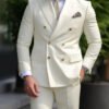 High Quality Brown Men's Suits Double Breasted Bespoke Double Breasted Peaked Lapel Formal Blazer Slim Fit 2 Piece Jacket Pants