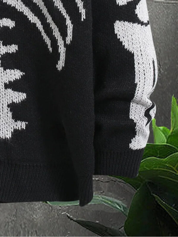 S2ba59ac0f2e5484dbddf479deb75bbdbU.jpg Men's Skeleton Pattern Cardigan Sweaters, Gothic Long Sleeve Unisex Outwear Knitted Coats