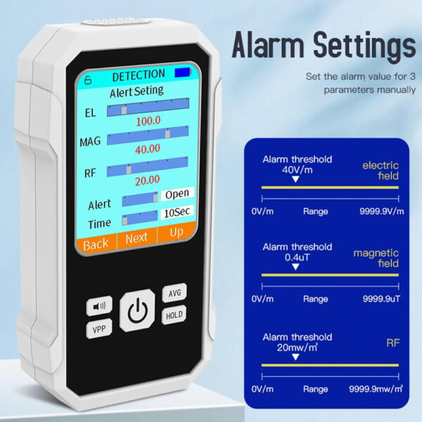 S2c0aa4fa11fb41c596c02a1a018f5cdaD.jpg 3in1 Electric Field Magnetic Field RF Radiation Detector Electromagnetic Radiation Tester EMF Meter Radio Frequency Detect Meter