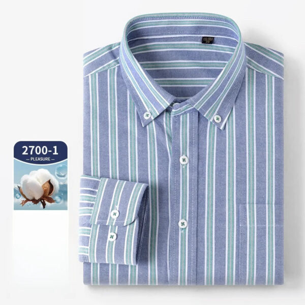 S2c7425d760374da18efd3b1f1d66f402z.jpg New 100% Pure Cotton Oxford Men's Plaid Shirts Male Business Casual High Quality Long sleeve Shirt for Men Pocket Shirt S-5XL