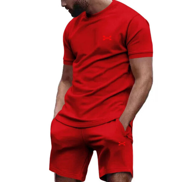 S2ca4b4e887be4300942baedc8b0907e54.jpg New summer men's casual shortsleeved shorts 2-piece city street fashion T-shirt shorts suit men's cool run hot sale
