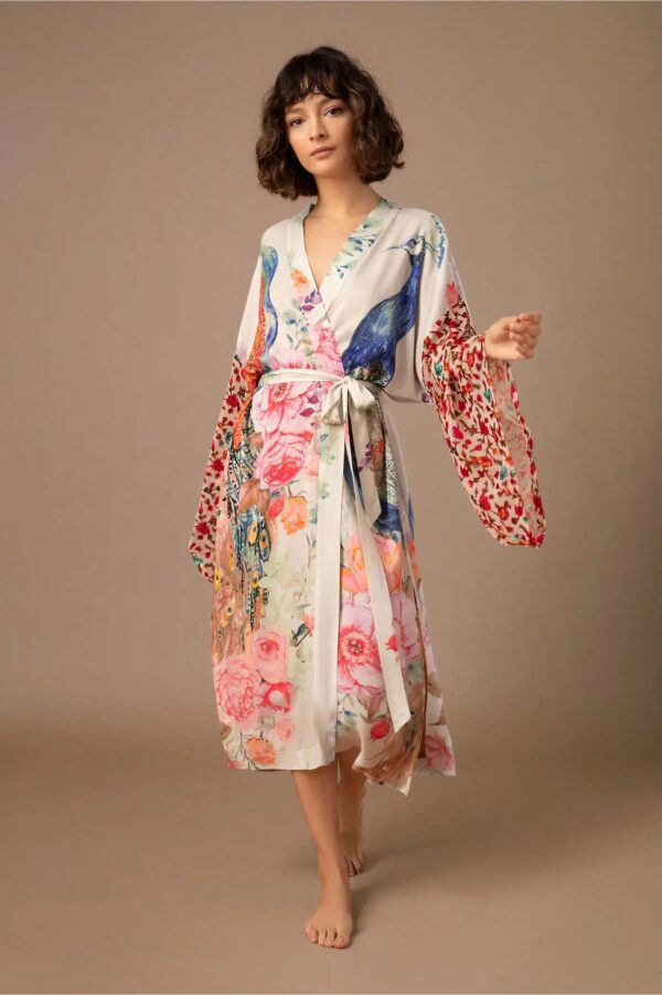 WeHello Women's Beach Cover Ups for Swimwear Printing Peacock  Kimono Swimsuit Cape Summer Dress Beachwear Casual Wear