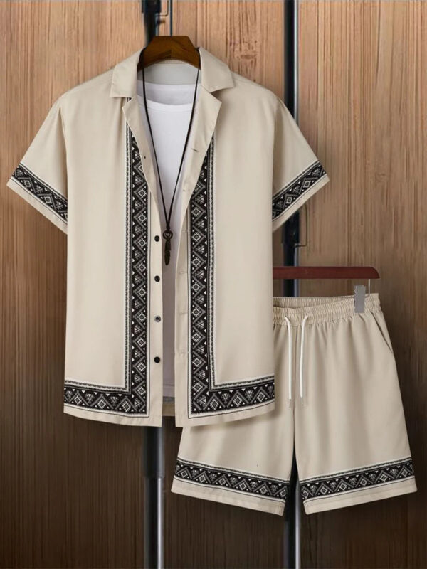 Shirt Set Men's Summer 3D Printed Shirt And Shorts Set Men's And Women's Fashion Casual Fresh Simple Lapel Hawaiian Shirt