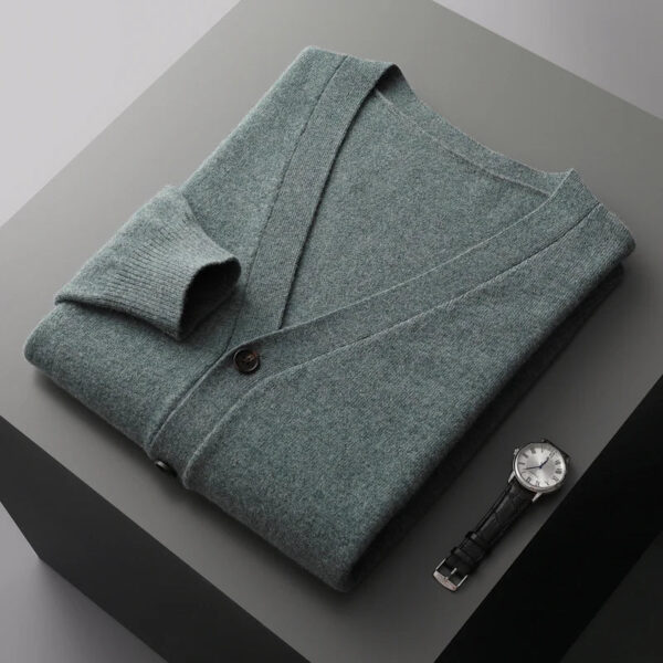 S2d79836f70884af4aa052e3fb26a4e42r.jpg 100% merino wool Men's Cardigan Cashmere Sweater Autumn And Winter Knitted Jacket Solid Color Long-Sleeved High Quality Top