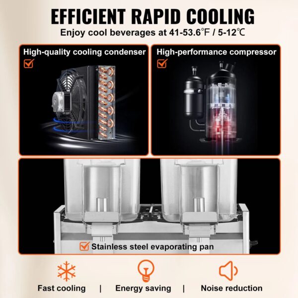 S2dad128fbfd3423fa52b092749e254ce3.jpg SucceBuy 2 3 Tanks Commercial Beverage Dispenser Ice Tea Drink Machine 304 Stainless Steel Juice Dispenser for Restaurant Hotel