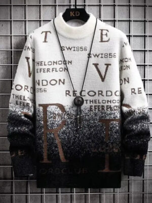 2022 Autumn Winter Men's Sweater Korean Fashion Men Clothing English Elements Sweater Men Casual Pullover O-Neck Sweaters Men