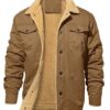 Men's Jackets Winter Faux Shearling Lined Windproof Warm Coat Black Buttoned Parka Pockets Comfortable Casual Tops US Size