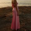 S2e7018e0f0444f69a4c958ee89f5d7baC.jpg Combhasaki Women's Elegant Solid Color Adjustable Thin Shoulder Straps Cutout Tie-Up Front Backless Summer Long Cami Silky Dress